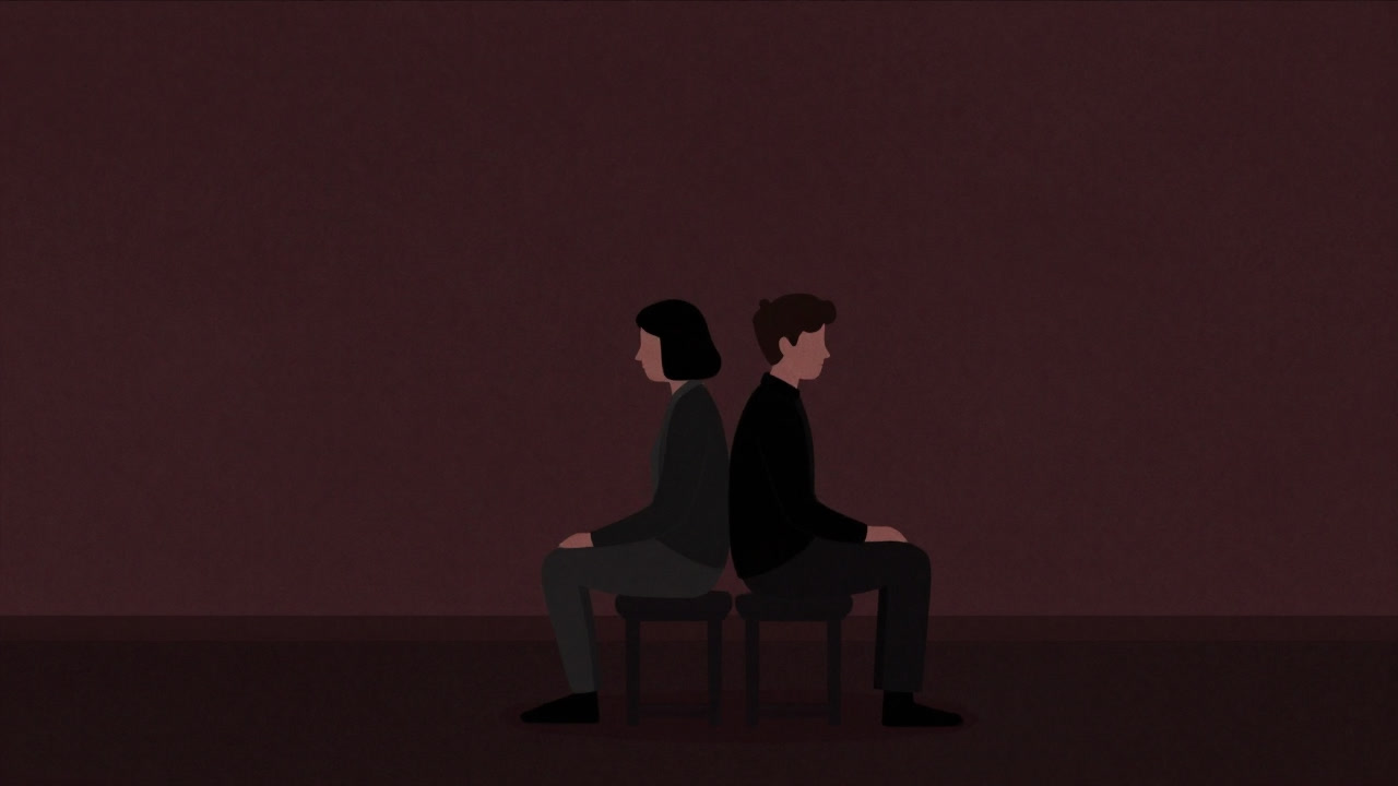 An illustration of two people back-to-back in silence with a cold atmosphere hovering