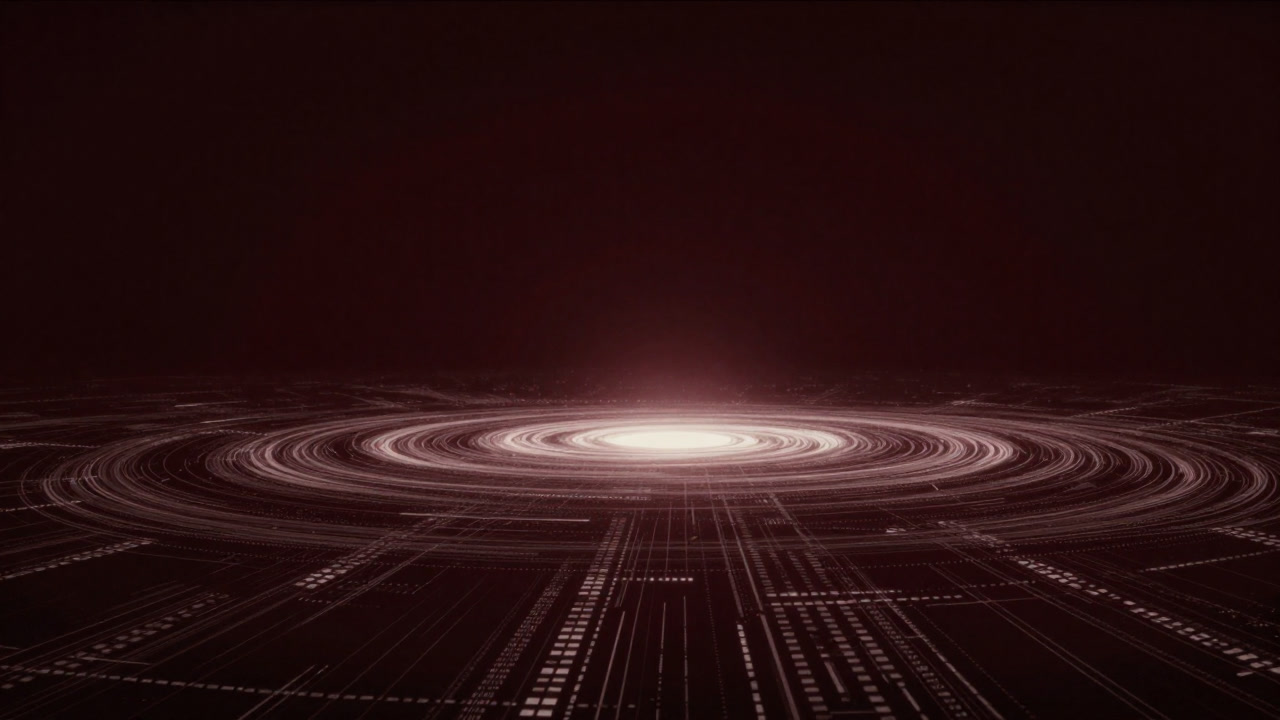 Image of a faint vortex of light floating beyond data at the dawn of AI era
