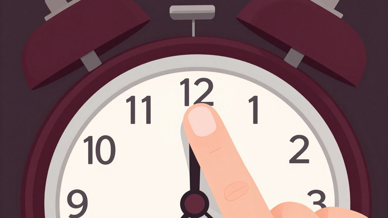 眠そうに目をこすりながら、アラーム付き目覚まし時計の隣で小さな指を伸ばすスヌーズボタンのクローズアップ画像