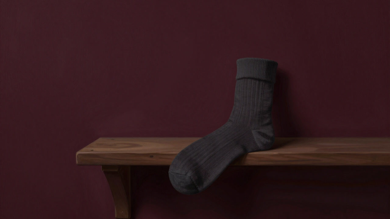 Image of a single sock left behind on a shelf, looking forlorn