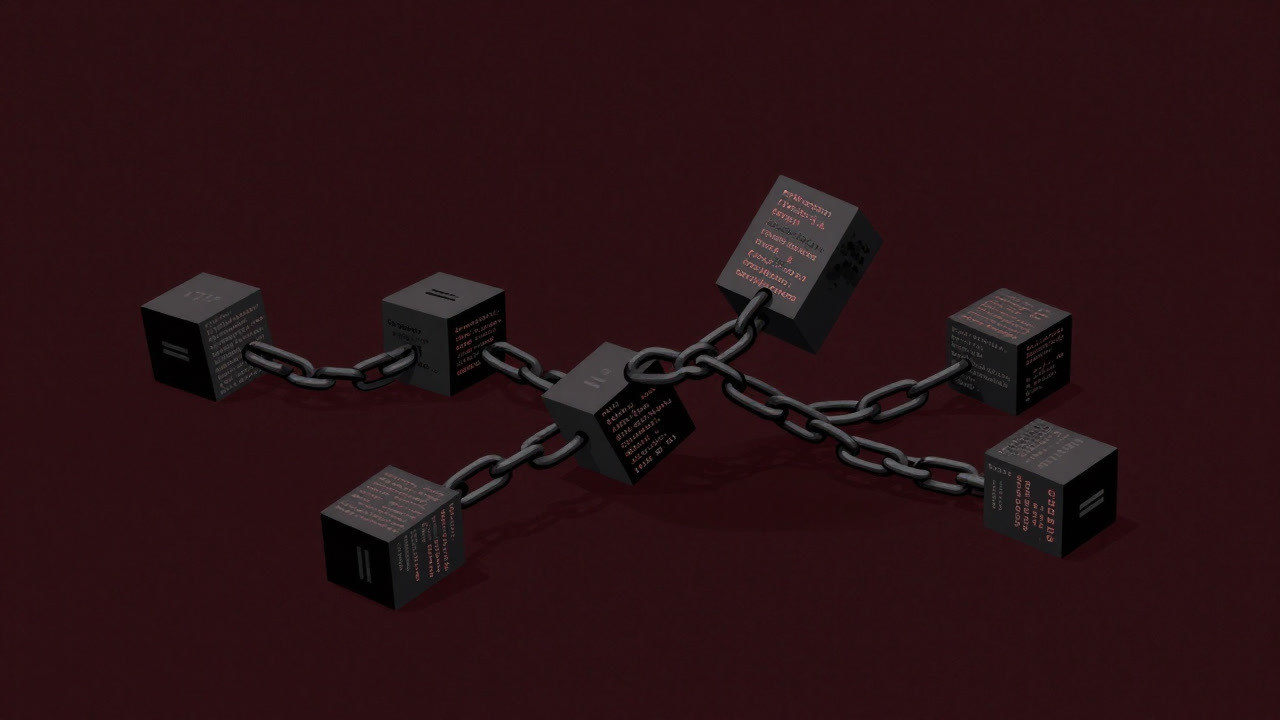 暗号の鎖に絡まれ苦悶するコードのイメージ