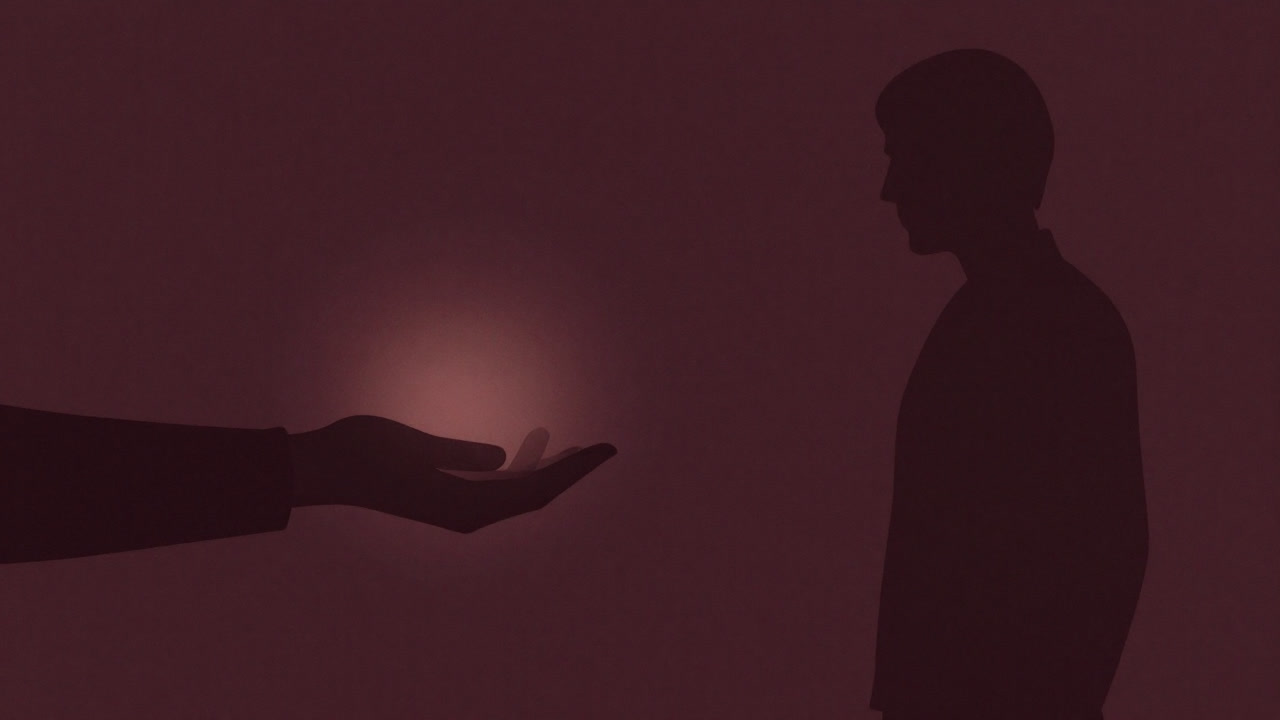 Silhouette of a person extending a hand in soft light, offering without expecting anything in return.