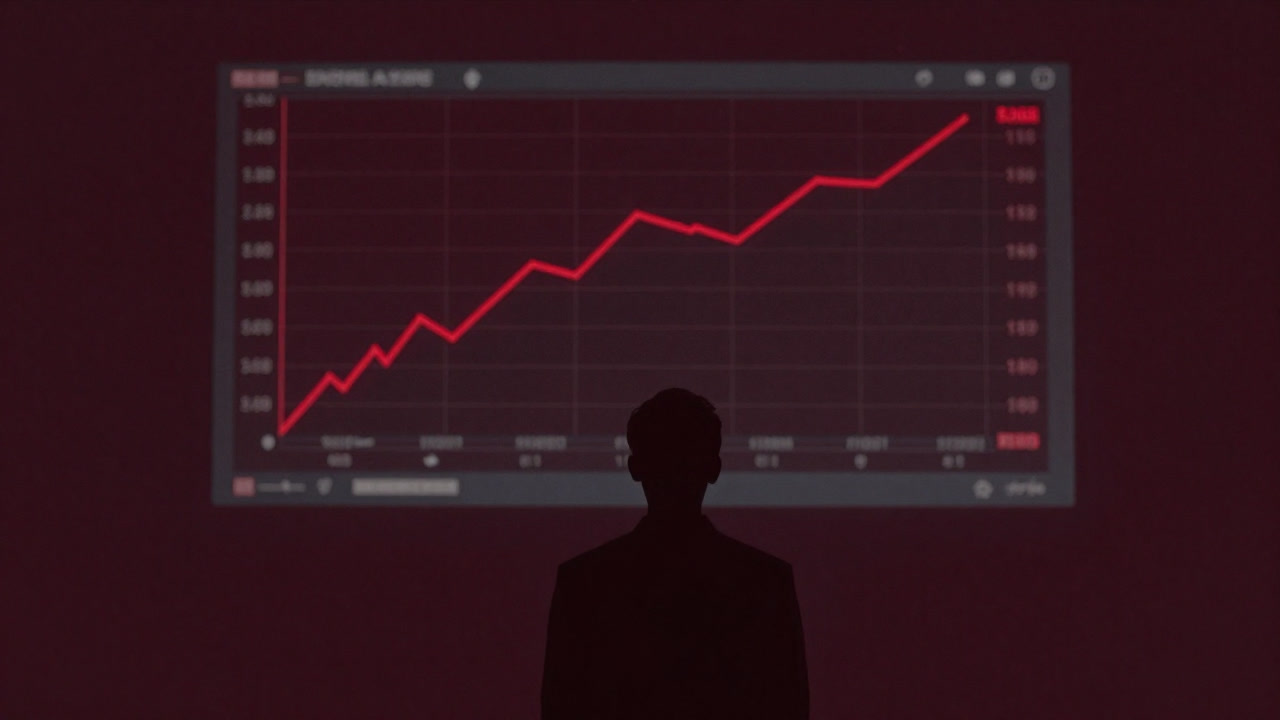 Silhouette of an investor staring at a trading screen highlighting a red stop-loss line