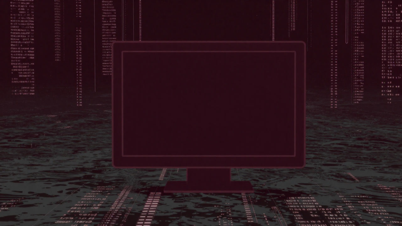 Console screen of stream processing standing against a background of an endless river of data