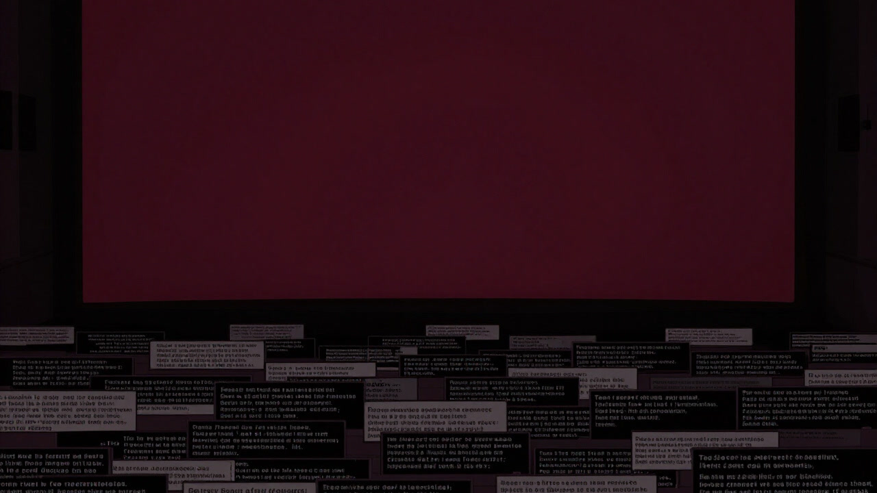 画面下部を文字の洪水が覆い尽くし、視聴者の視線を奪う字幕のイメージ