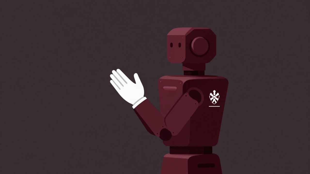 Illustration of a service provider wearing a corporate logo on its back, clapping incessantly with white gloves