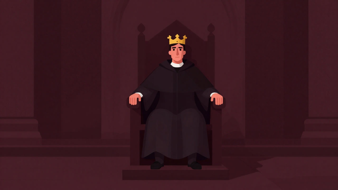 玉座に君臨する憲法条項を擬人化したイラスト