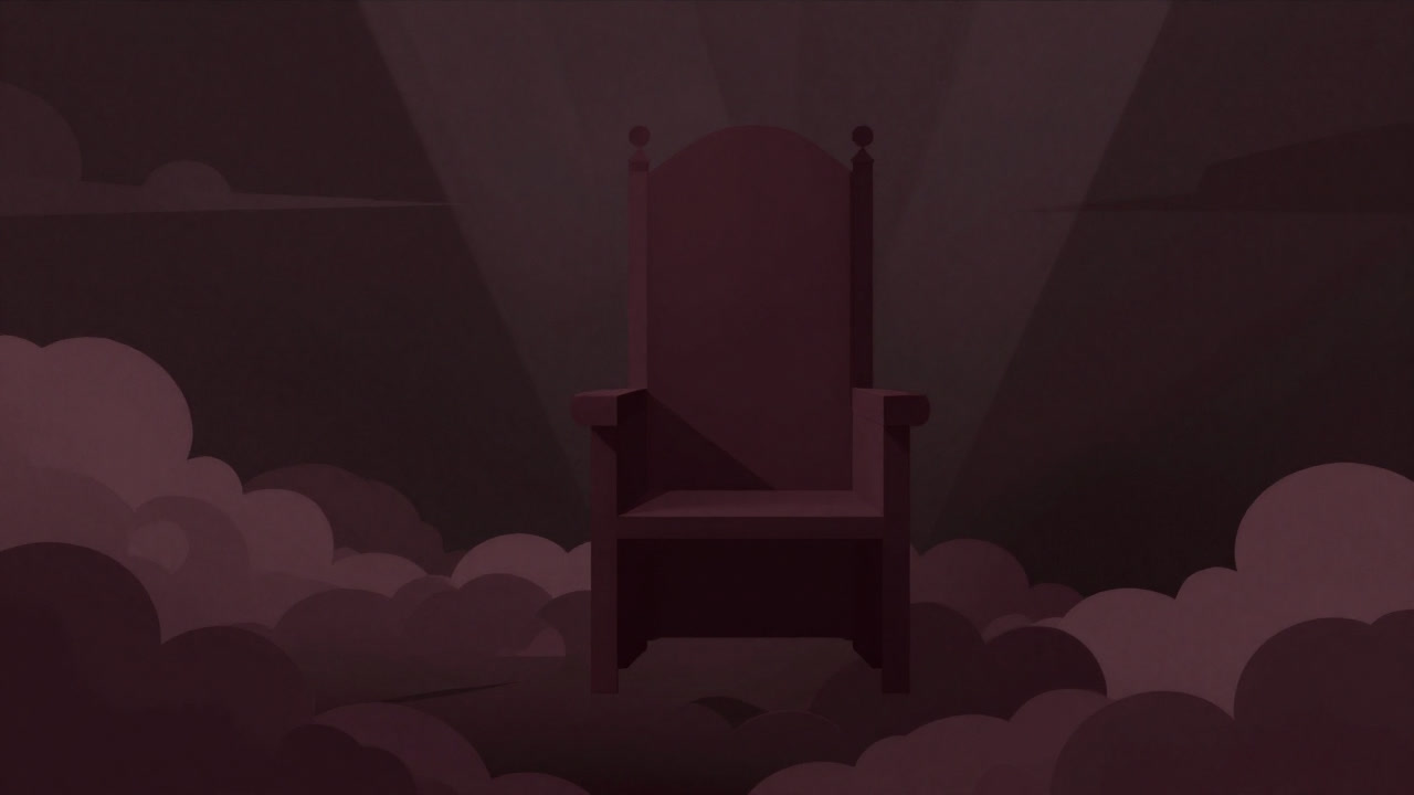 空虚な雲の中に浮かぶ、何もしていないように見えるけれど威厳だけは漂う玉座の画像