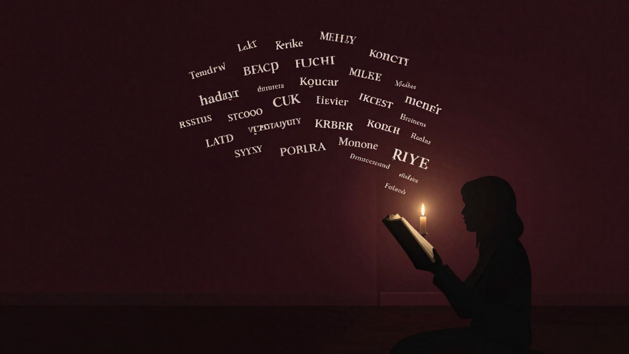 ろうそくの光に照らされ、書物を何度も繰り返し読む人物のシルエット