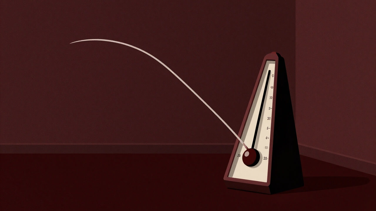 メトロノームが焦燥感を煽るように振り子を揺らすイラスト