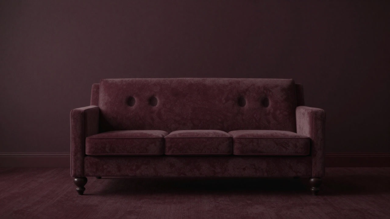 カウンセリングルームに置かれたソファが虚ろな表情で来訪者を見つめるイラスト