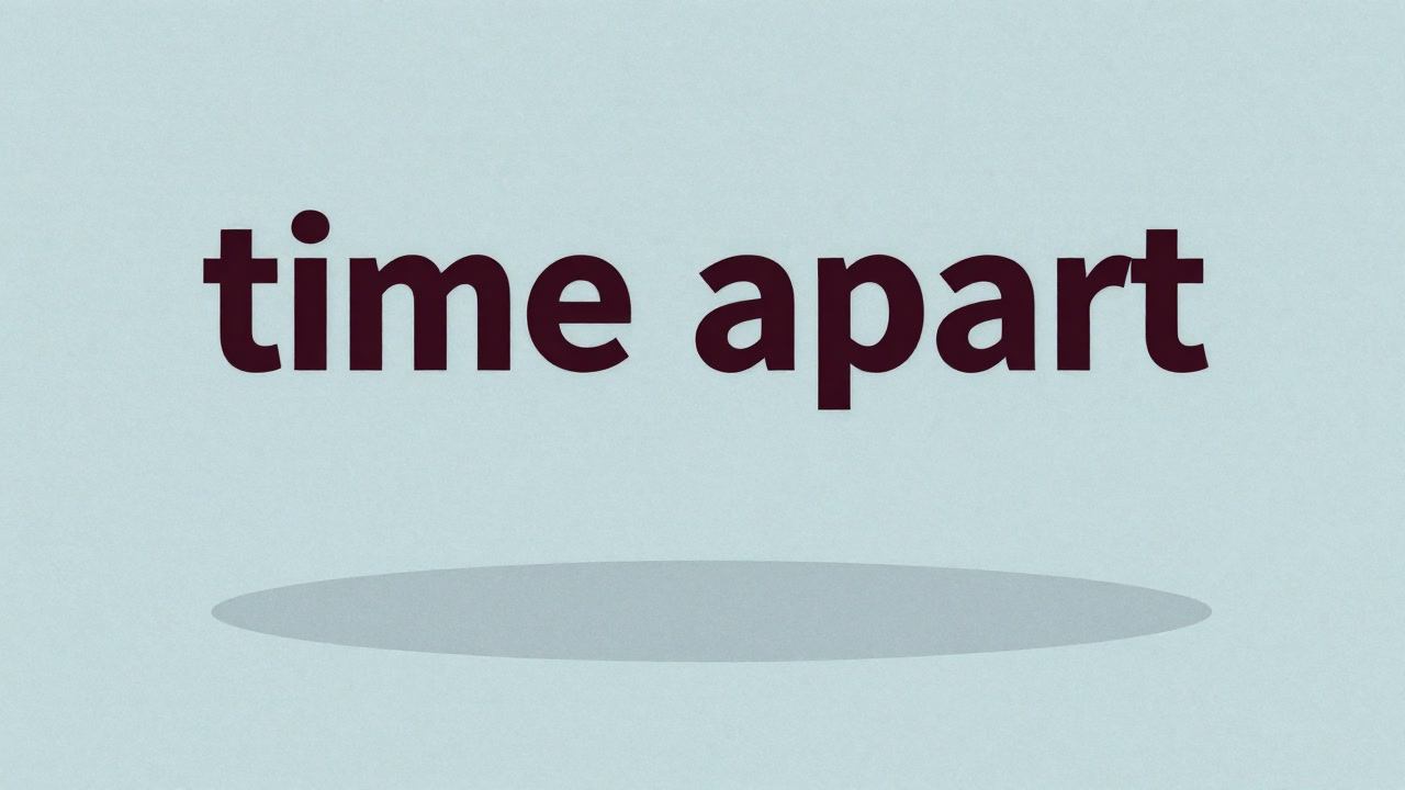 Illustration of the words “Time Apart” floating on a pale blue background