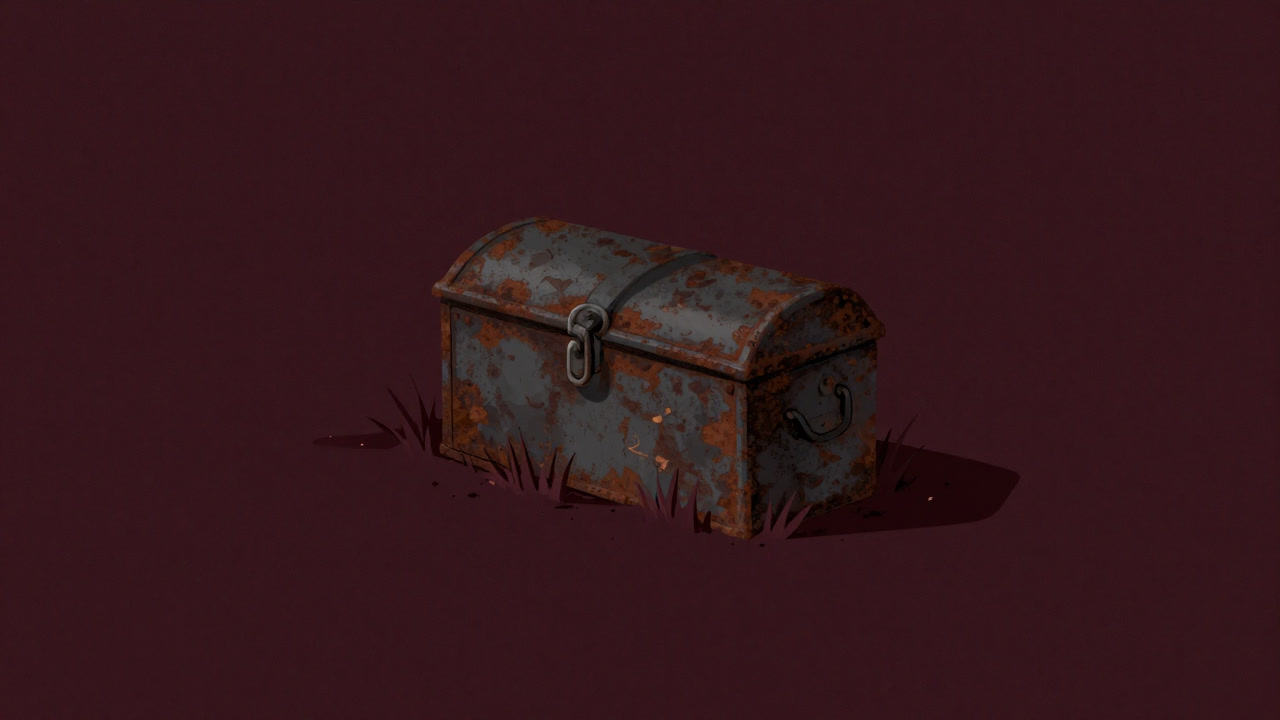 錆びついた缶が土中に埋まっている写真