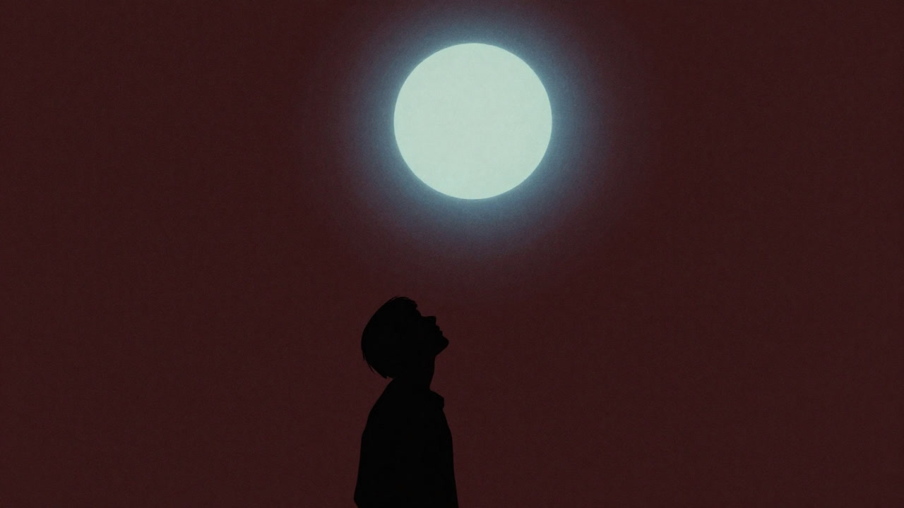 A mysterious orb glowing with a blue aura floating in midair, with a human silhouette looking up at it.