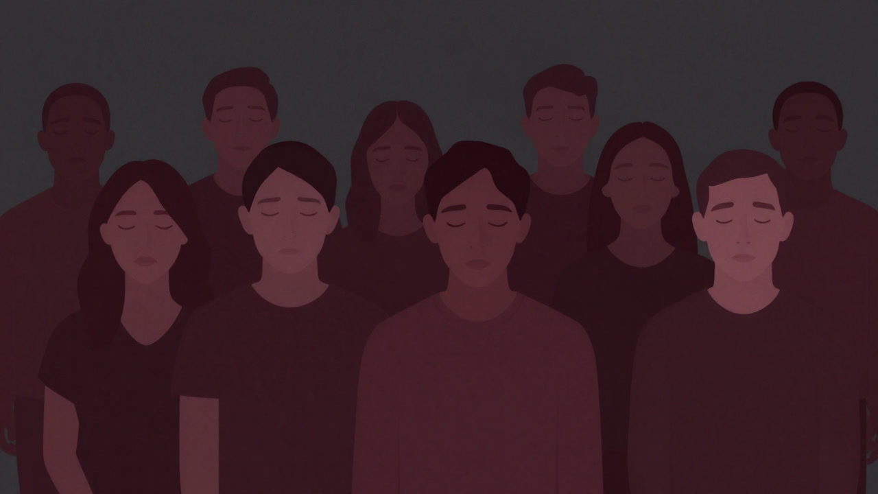 Silhouettes of people nodding with closed eyes.