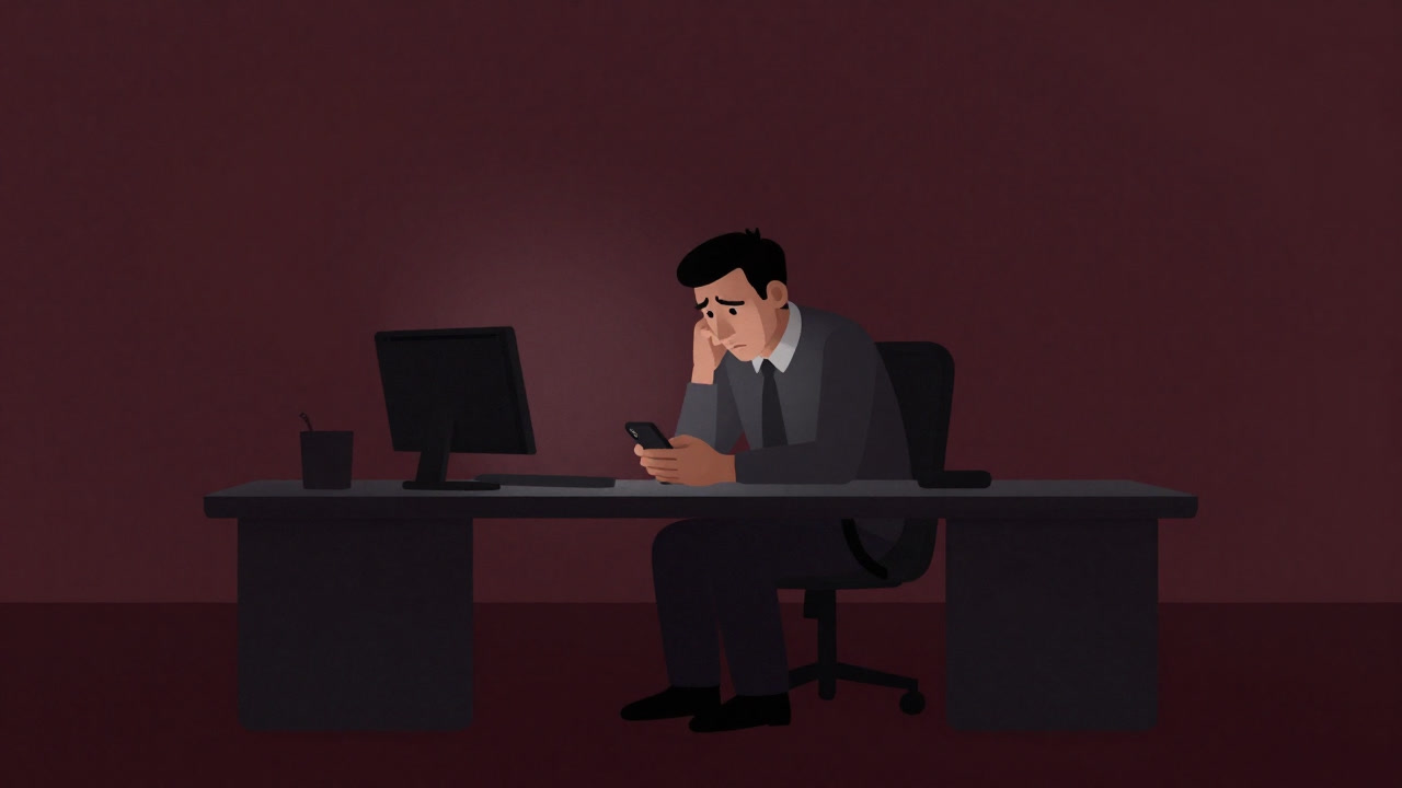 Silhouette of a person staring desperately at a computer screen seeking social validation