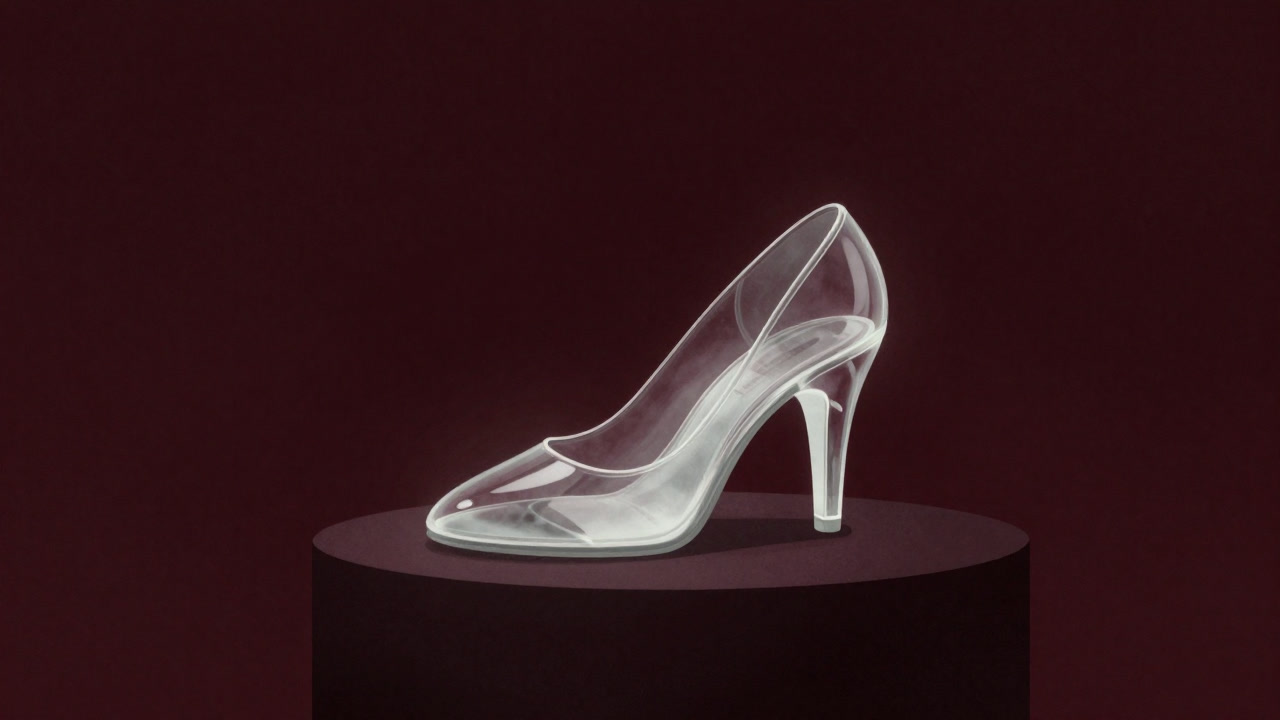 白いドレスを纏い、光の中で鎮座するガラスの靴のような純潔のイメージ