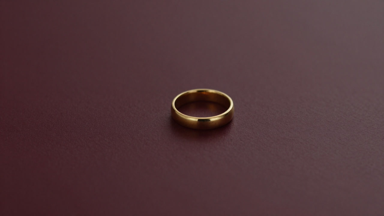 Photo of a simple gold wedding ring gleaming like a mirror