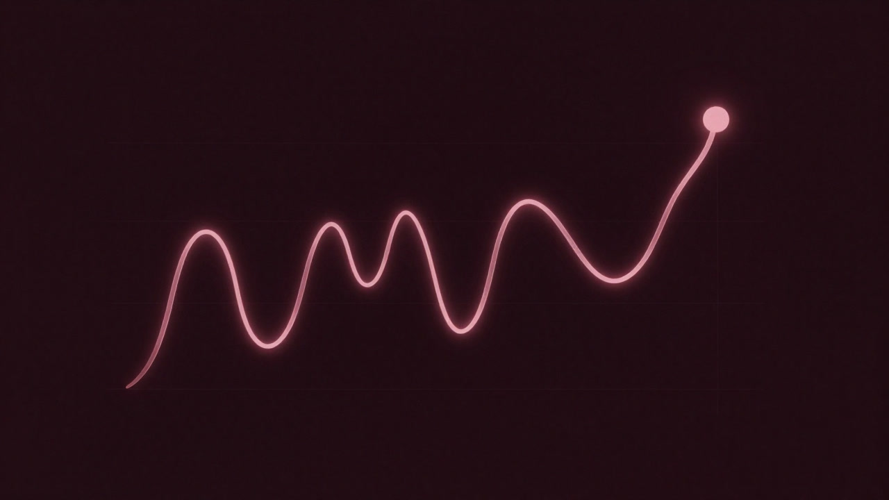Illustration of a graph glowing in the dark, with an irregular serpentine line winding across